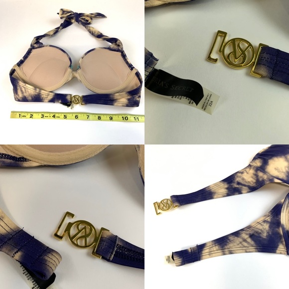 Victoria's Secret Top Bikini Halter Nero Con Volant &ndash; Nuovo Con Etichette Taglia 32A
